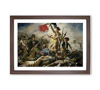 Liberty Leading The People by Eugene Delacroix Framed Print | A2 Walnut Framed Wall Art | Ready to Hang | Modern Nature Picture | Living Room Bedroom Lounge Office
