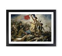 Liberty Leading The People by Eugene Delacroix Framed Print Black A2 | Wall Art, Ready to Hang, Satin Fine Art Paper, Fade-Resistant Inks, Acrylic Glazing, Securely Packaged, Made in the UK