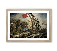 Liberty Leading The People by Eugene Delacroix Framed Wall Art Print A2 Oak | Ready to Hang, Premium Gi Paper, Fade-Resistant Inks, Securely Packaged, UK Made