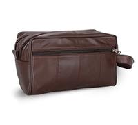 Liberty Leather - Sheep Nappa Leather Unisex Toiletry Travel Bag with Double Zipper | Bathroom Organizer for Men & Women Shaving Kit | Portable Cosmetic Case & Traveling Dopp Kit Toiletry Bag