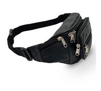 Liberty Leather Waist Bag | Multi-Pocket Fanny Pack for Outdoor Use, Travel | Adjustable Waist Strap Bum Pack for Walking, Cycling, Running, Fashion (Black, 218), Black, M