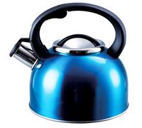 Liberty Leisure 2.5L Blue Whistling Kettle - Stainless Steel Camping Kettle for Gas Stove - Portable Kettle for Travel, Hiking, Caravan, Motorhome & Camping Essentials