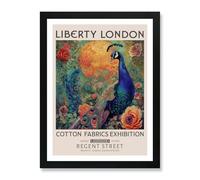 Liberty London Print William Morris Textiles Peacock Sun Framed Wall Art Poster Print Picture (Black, A4)