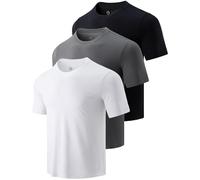 Liberty Luxe 3 Pack Men's Bamboo Viscose T Shirts, Ultra Soft Breathable Bamboo Undershirts for Men, Cooling Lounge Tees, Black/White/Gray, Medium