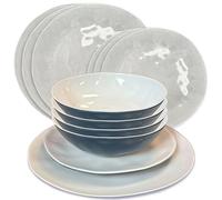 Liberty Murano 12 Piece Melamine Dinner Set - Camping Essentials, Plates and Bowls Set, Durable and Lightweight Tableware for Home, Picnic, Caravanning, and Outdoor Adventures