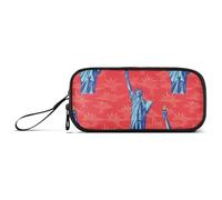 Liberty Pattern Blue Red Nylon Pen Case Pencil Bag Big Capacity Big Zipper Pencil Case Stationery Bag for High School Teen Boys