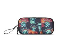 Liberty Pattern Nylon Zippered Pencil Bag Large Capacity Pencil Cases Stationery for High School Teen Girls