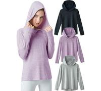 Liberty Pro 3 Pack Athletic Long Sleeve Thumb Holes T-Shirts Kids Hoodies Pullover Hoodie, Black/Lavender/Grey, XL