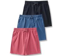 Liberty Pro 3 Pack Men's Relaxed Fit 8" Drawstring Walk Shorts with Pockets Midweight Woven Casual Wear, Blue/Black/Washed Red, X-Large