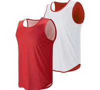 Liberty Pro Men's Lightweight Reversible Rec Tanks, Mesh Basketball Jerseys Athletic Quick Dry Shirts Team Scrimmage Uniforms, Red/White, Large