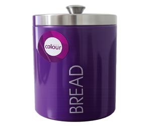 Liberty Purple Enamel Bread Bin With Bread Label Countertop Storage Canister Tin