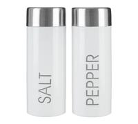 Orsina White Enamel Salt And Pepper Set, Durable Metal Shakers With Glossy Enamel Finish, Easy To Refill