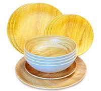 Liberty Sardinia 12 Piece Melamine Dinner Set - Durable, Lightweight, and Stylish Tableware - Camping Essentials, Plates and Bowls Set for Home, Outdoor, Picnic, and Travel