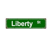 Liberty St Vintage Metal Tin Street Sign Wall Bathroom Farmhouse Garden Porch Patio Decor, 16 x 4 Inch