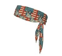 Liberty Statue With American Print Head Tie Headbands, Ninja Karate Tie, Athletic Sweatbands,Sweat Wicking Workout Head Band