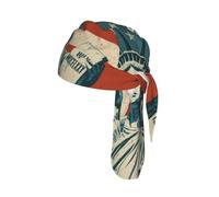 Liberty Statue with American Printed Mesh Cycling Cap Cap, Quick Dry Do Rag Helmet Liner for Outdoor Sports Fitness