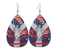 Liberty Statue With American Teardrop Leather Earrings Ladies Print Pendant With Hook Fashion Vintage Party Daily Wear