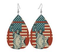 Liberty Statue With American Teardrop Leather Earrings Ladies Print Pendant With Hook Fashion Vintage Party Daily Wear