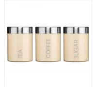 Liberty Tea Coffee and Sugar Enamel Food Storage Jars Canisters Set of 3 Cream