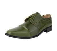 LIBERTYZENO Mens Animal Print Genuine Leather Lace Up Oxford Dress Shoes for Easter Gift, Olive Eel, 11.5