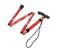Libetter Adjustable Walking Cane, Easy Folding Height Folding Extendable Walking Stick, Lightweight Flexible Durable Walking Aid Mobility Aid, for Unisex, Aluminum, Chinese Style, Red
