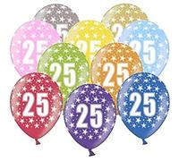 Libetui 10 Colourful Number 25 Balloons - 25th Birthday, Anniversary 25 years Decoration, 30 cm, Metallic, Set of 10, Unisex, Biodegradable