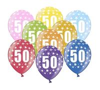 Libetui 10 Colourful Number 50 Balloons, 30 cm, Diameter, Unisex, Birthday, Anniversary, Golden Wedding, Set of 10, Made in EU