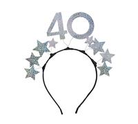 Libetui Glamorous Headband 40th Birthday Women Sparkling Stars Silver Headband Costume Gift 40th Birthday Crown Headpiece Star Glitter, One Size