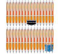 Libetui Pack of 50 Ergonomic Ballpoint Pens Orange Non-Slip Grip Zone Retractable Ballpoint Pens Orange Large Capacity Black Writing Pens Pack of 50