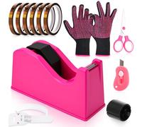 libfrnt 12 Pcs Heat Tape Dispenser Set, Sublimation Tape Dispenser Heat Resistant Gloves with Silicone Bumps 6 Pcs Heat Tape for Sublimation Mini Cutter Measuring Ruler Scissor for Office Home