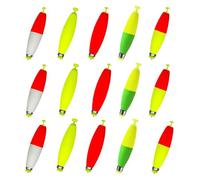 LIbgiubhy 15pcs / Set Weighted Floating Bobbers Oval Fishing Bobbers for Trout Freshwater Saltwater EVA Float Fishing Float Tackle