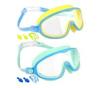 LIbgiubhy 2Pcs Kids Swimming Goggles for Children Wide View Leakproof Swim Goggle with Nose Clip Earplugs for Boy Girl Teen Silicone Swim Goggles for Training