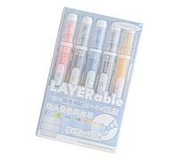 LIbgiubhy 5 Pack Transportable Double End Highlighters Marking Pen with Ergonomic Design and Fluid Texture for Use Marker
