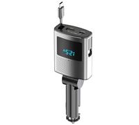 LIbgiubhy 65W Retractable Car Chargers 3 In 1 USB C Fast Charging Intelligent Charging Protections ABS For All Phones & OS Systems Phones