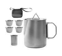 LIbgiubhy 6pcs Camping Tea Set 304 Stainless Steel: Compact, Easy-Clean for Outdoor Backpackers Travelers Camping Cup for Traveling Tea Cup with Handles