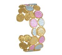 LIbgiubhy Artistic Painted Adjustable Cuff Flexible Stainless Steel Accessory for Women & Men Outfits Fashionable Women's Wrist Jewelry Present