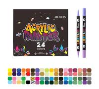 LIbgiubhy Double Headed Acrylic Paint Pen Quick Dry Brush Tip Acrylic Marker for Art Drawing Scrapbooking Card Making Journaling Waterproof Art Markers