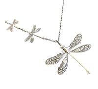 LIbgiubhy Dragonflies Pendant Necklace Date Jewelry Intricate Charm Necklace Alloy Texture For Music Festival Fashion Shows