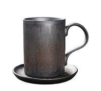 LIbgiubhy Elegant Coffee Cup Saucer Set Ceramic Keep Temperature Microwave Dishwasher Safe Comfortable Grip Great Present Daily Cup