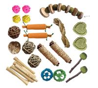 LIbgiubhy Hamster Chewing Toy Suit Natural Wood Rabbits Toy Small Animal Molar Toy For Pet Dentals Care