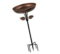 LIbgiubhy Outdoor Bird Bath Bowl With Bird Ornament For Garden Decors Sturdy Metal Construction Stable Prongs Base