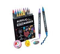 LIbgiubhy Paint Pen Versatile Double Tip Markers 24pcs Quick Dry Waterproof Acrylic for Artists Hobbyists on Surfaces Double Tip Acrylic Pens for Various Surfaces Art Projects Waterproof Painting