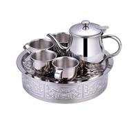 LIbgiubhy Pretend Play Drinking Teaset for Children Stainless Steel Tea Cup and Saucer for Kids Social Skill Development Kids Pretend Play Tea Set