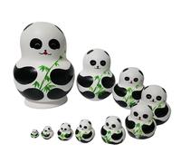 LIbgiubhy Traditional Russian Nesting Dolls 10Pcs/Set Hand Painted Wood Matryoshka Panda Nesting Dolls Folk Arts Collectibles