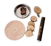 LIbgiubhy Wooden Rotating Hamster Feeding Dish Interactive Platform With Removable Stainless Steel Component