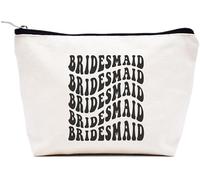 LIBIHUA Engagement Gifts-Wedding Gift for Women-Bridal Shower Gifts for Her-Bachelorette Party Gifts for Women-Makeup Bag Cosmetic Bag Travel Pouch, Beige, 9.8 ″ W x 7″ H x 2.7″ Bottom, 744-bridesmaid