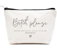 LIBIHUA Engagement Gifts-Wedding Gift for Women-Bridal Shower Gifts for Her-Bachelorette Party Gifts for Women-Makeup Bag Cosmetic Bag Travel Pouch, Beige, 9.8 ″ W x 7″ H x 2.7″ Bottom, 715- Please