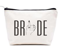LIBIHUA Get Engaged Gift-Wedding Gift- Makeup Bag Cosmetic Bag Travel Pouch, Beige, 9.8 ″ W x 7″ H x 2.7″ Bottom, 745-bride Presnts