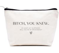 LIBIHUA Get Engaged Gift-Wedding Gift- Makeup Bag Cosmetic Bag Travel Pouch, Beige, 9.8 ″ W x 7″ H x 2.7″ Bottom, 736-you Knew at Bridesmaid
