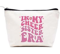 LIBIHUA In My Era-Funny Gifts,Mother's Day Gifts,Birthday GIfts,Christmas Gift,Makeup Bag Cosmetic Bag Travel Pouch, Beige, 9.8 ″ W x 7″ H x 2.7″ Bottom, 21-in My Cheer Sister Era